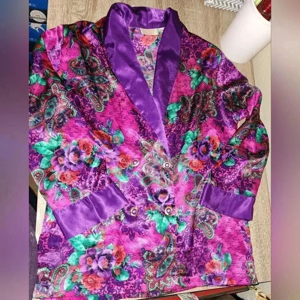 Vintage VS Victoria's Secret Gold Label Satiny Sexy Glam PJ Pajama Robe S or M